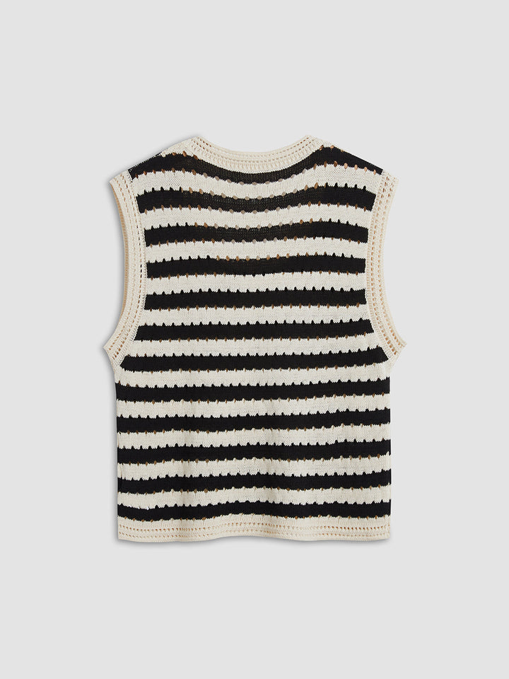 Classy Stripe Crochet Sweater Vest