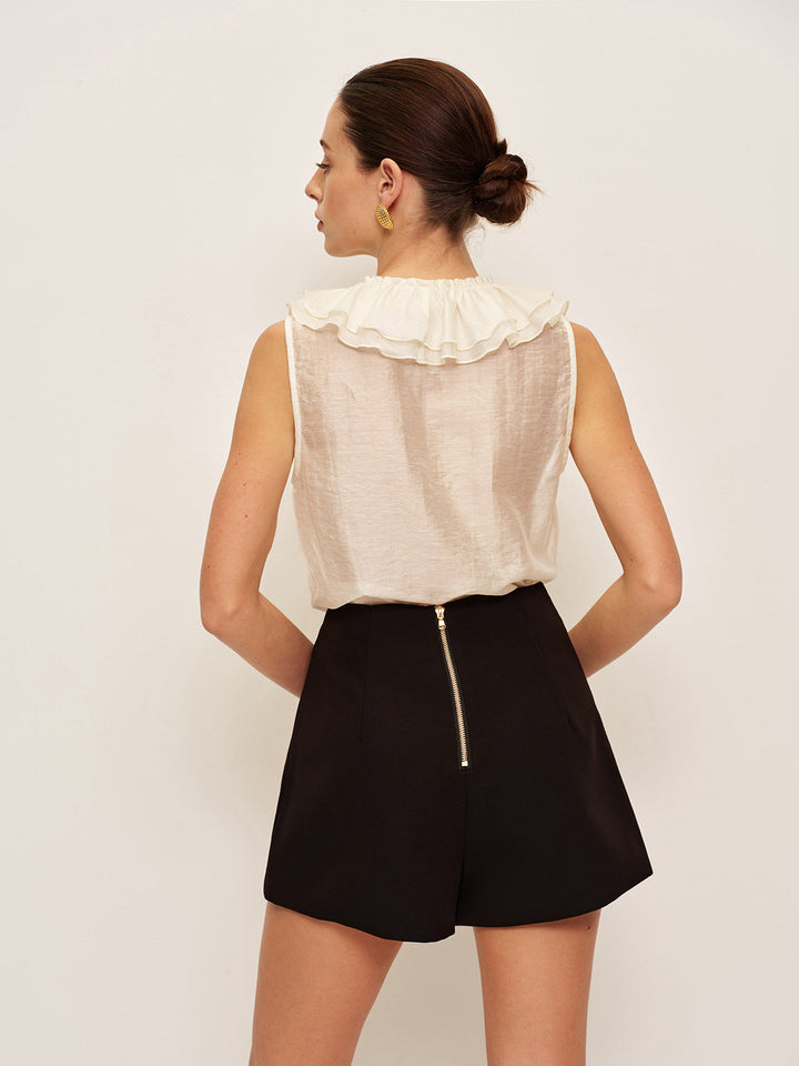 High-Waist Double-Breasted Button Shorts