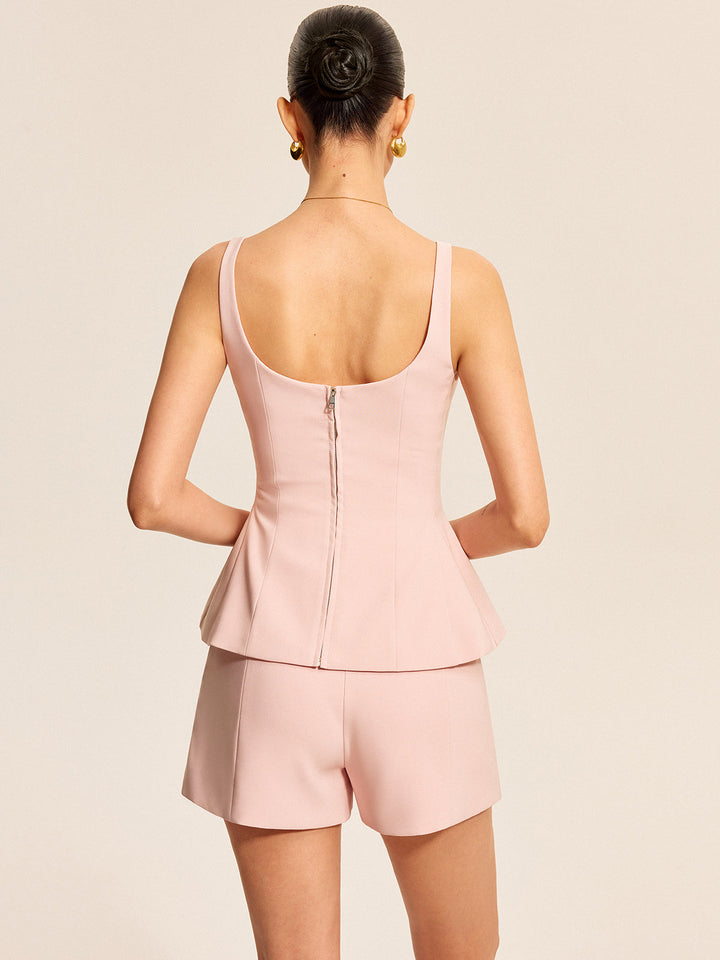 Peplum Tank Top With Shorts Set
