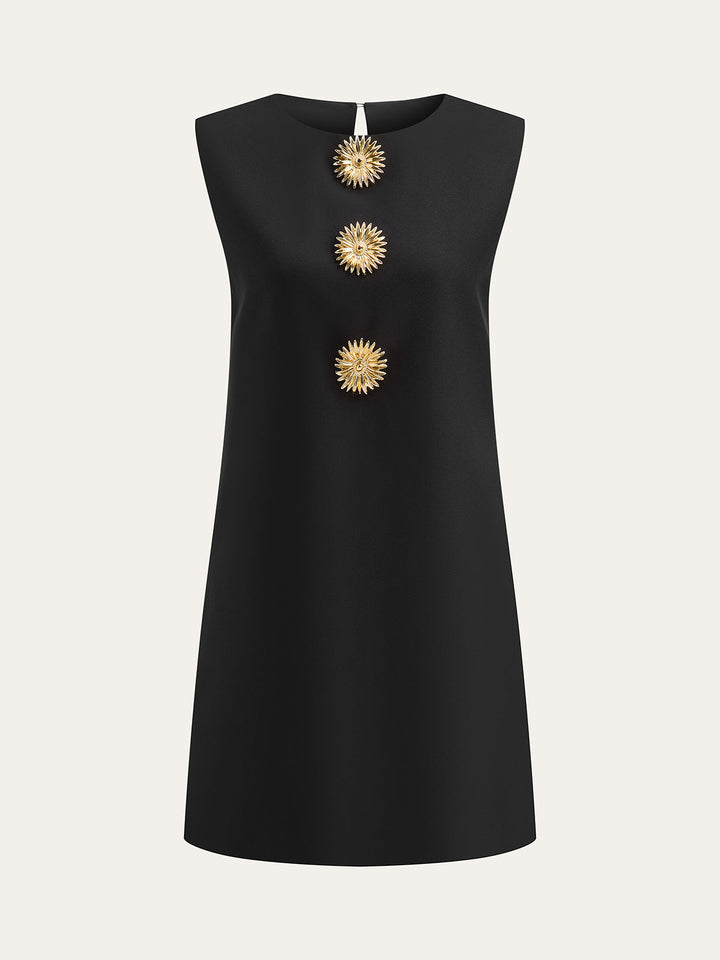 Metal Decor Sleeveless Mini Dress