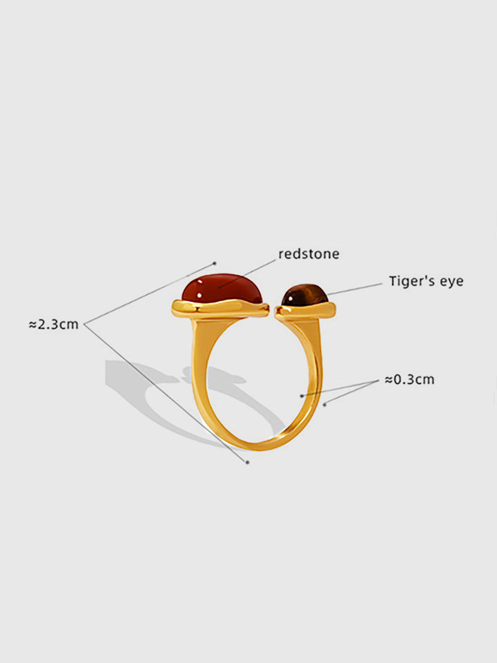 Red Jasper and Tiger Eye Open-Band Ring