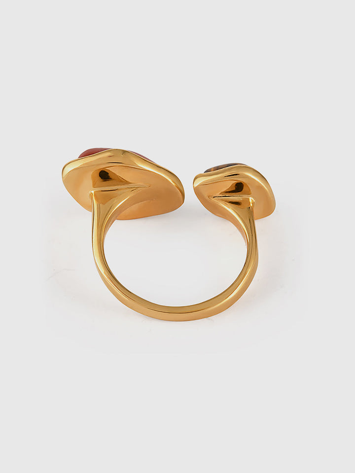 Red Jasper and Tiger Eye Open-Band Ring
