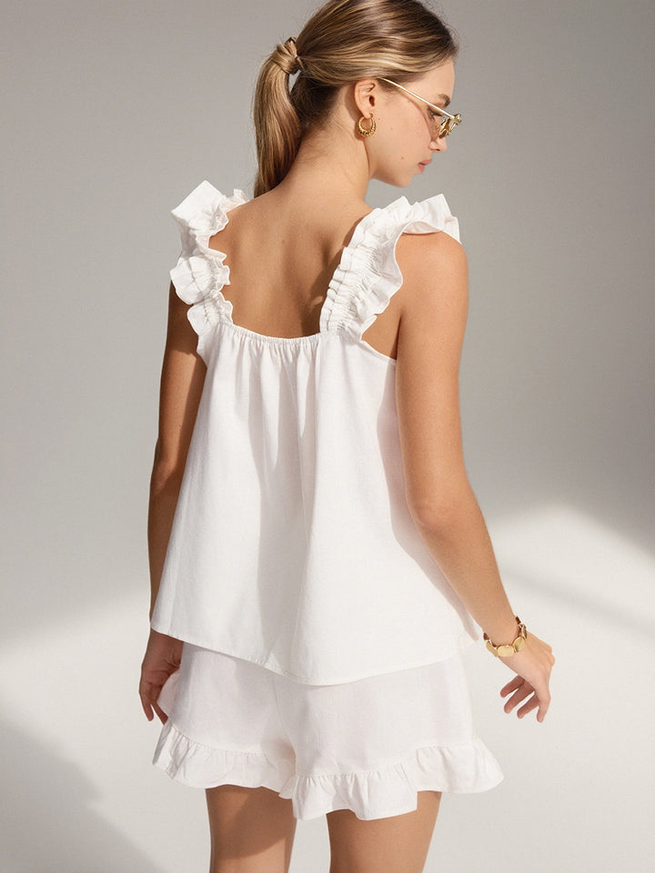 Cotton Ruffle Shorts Set