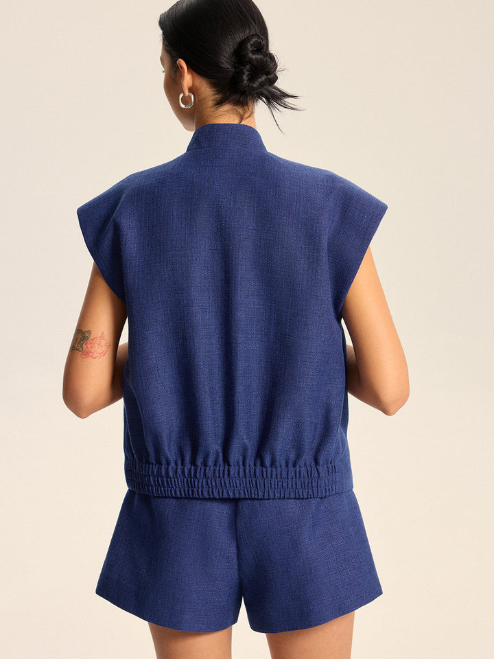Cap Sleeve Collared Vest