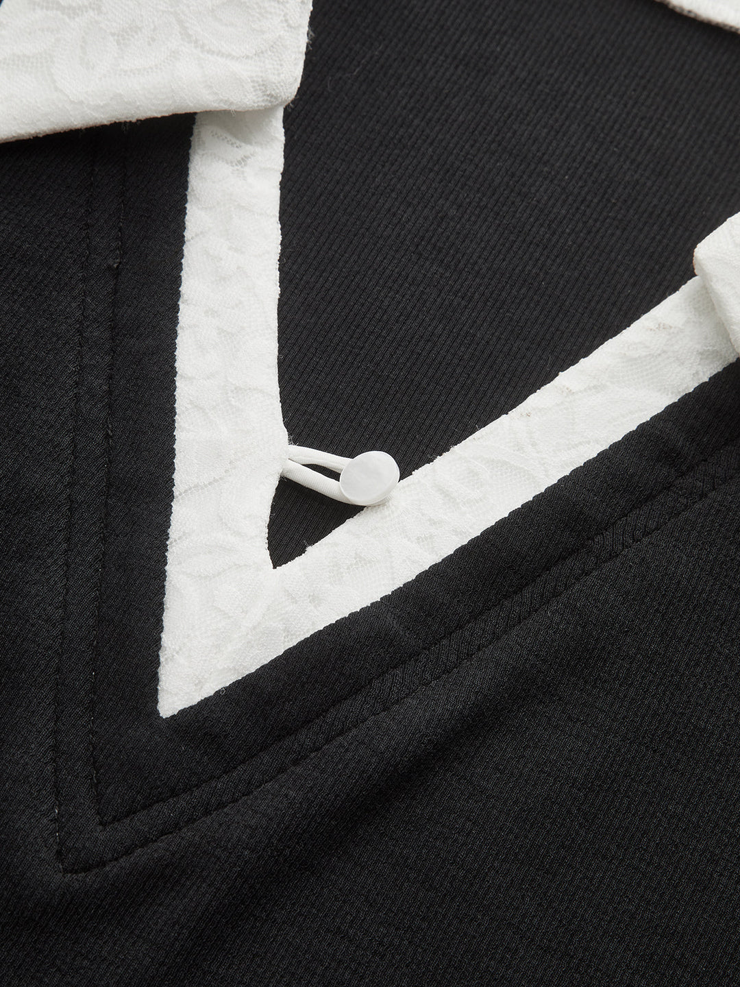 Lace Trim Collar Cotton Blend T-Shirt