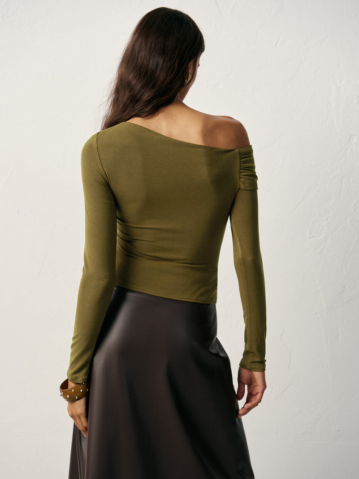 One-Shoulder Long Sleeve T-Shirt