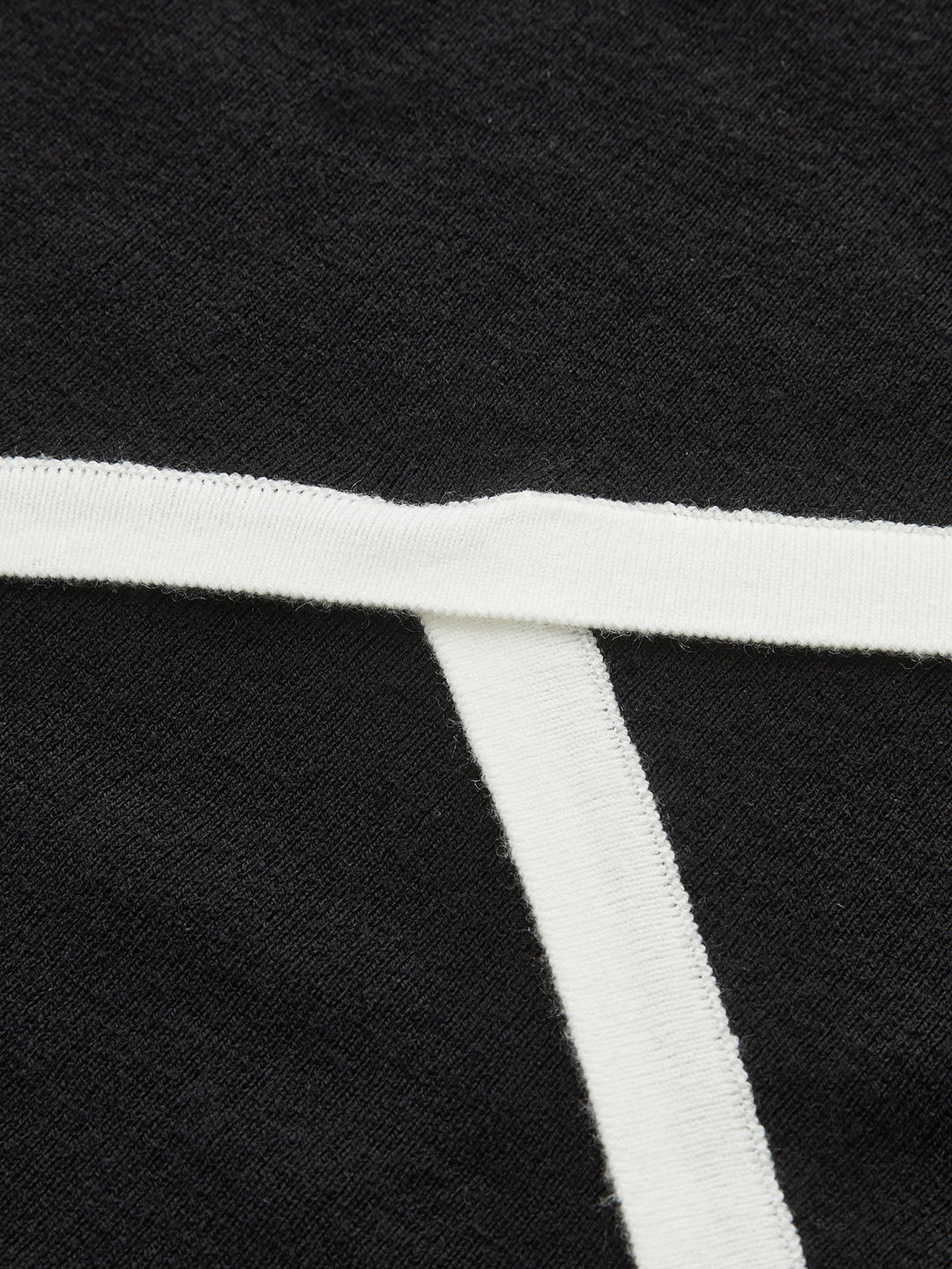 Asymmetric Contrast Trim Wool Blend Cropped Polo Top