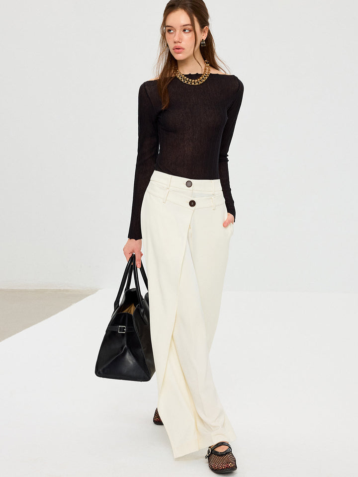 Off-Shoulder Sheer Knit Top