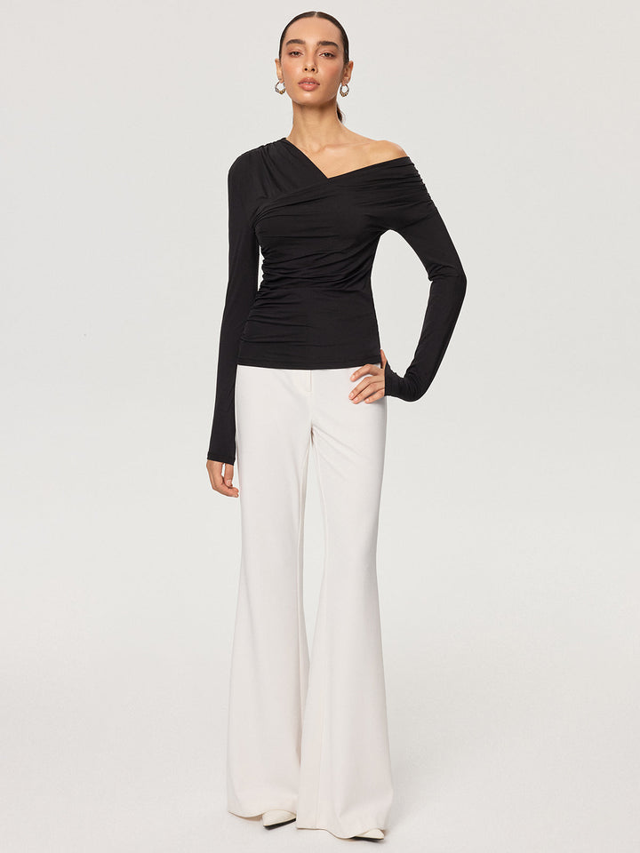 Off-Shoulder Ruched T-Shirt