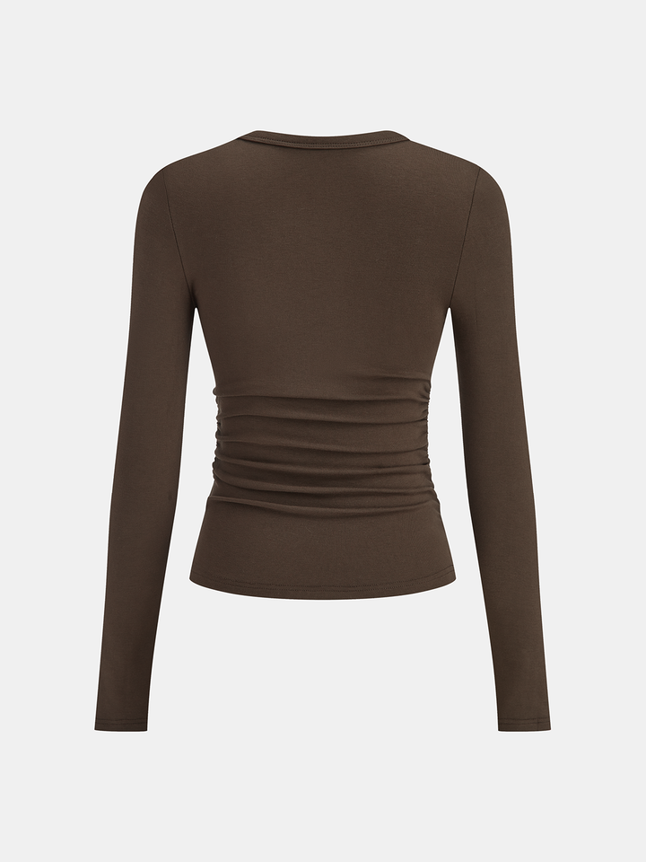 Belt-Decor Asymmetric Long Sleeve T-Shirt