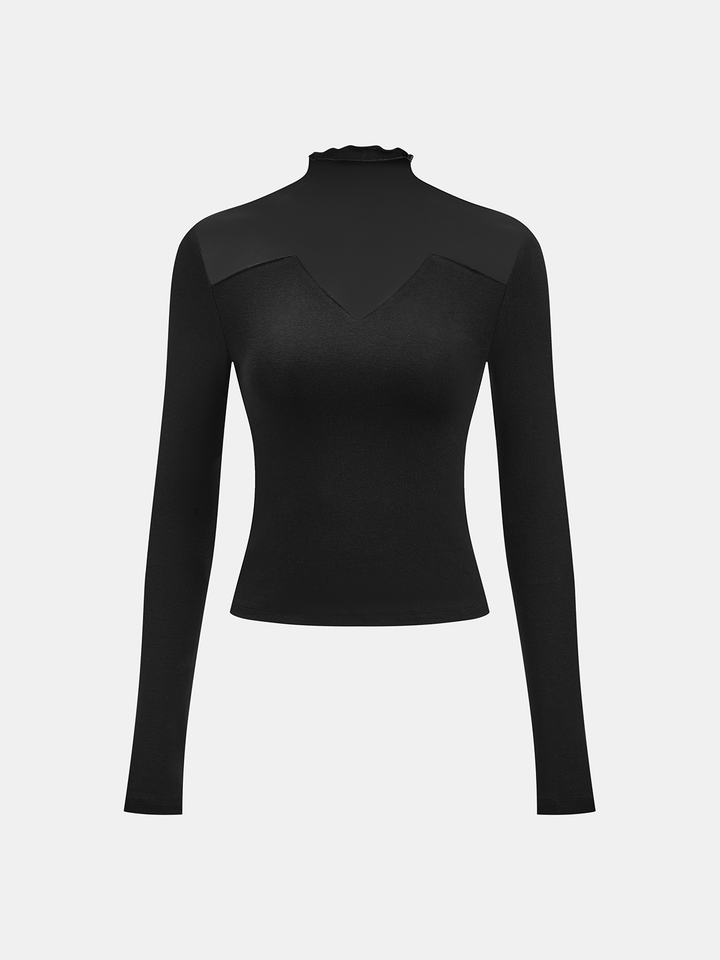 Sheer Paneled Long Sleeve Top