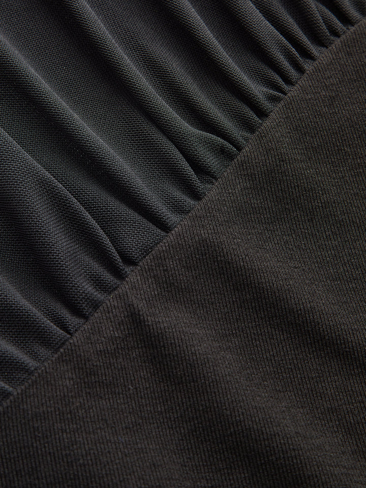 Sheer Mesh Paneled Turtleneck Top