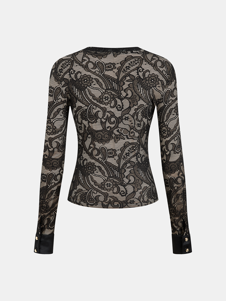 Paisley Lace Long-Sleeve Top