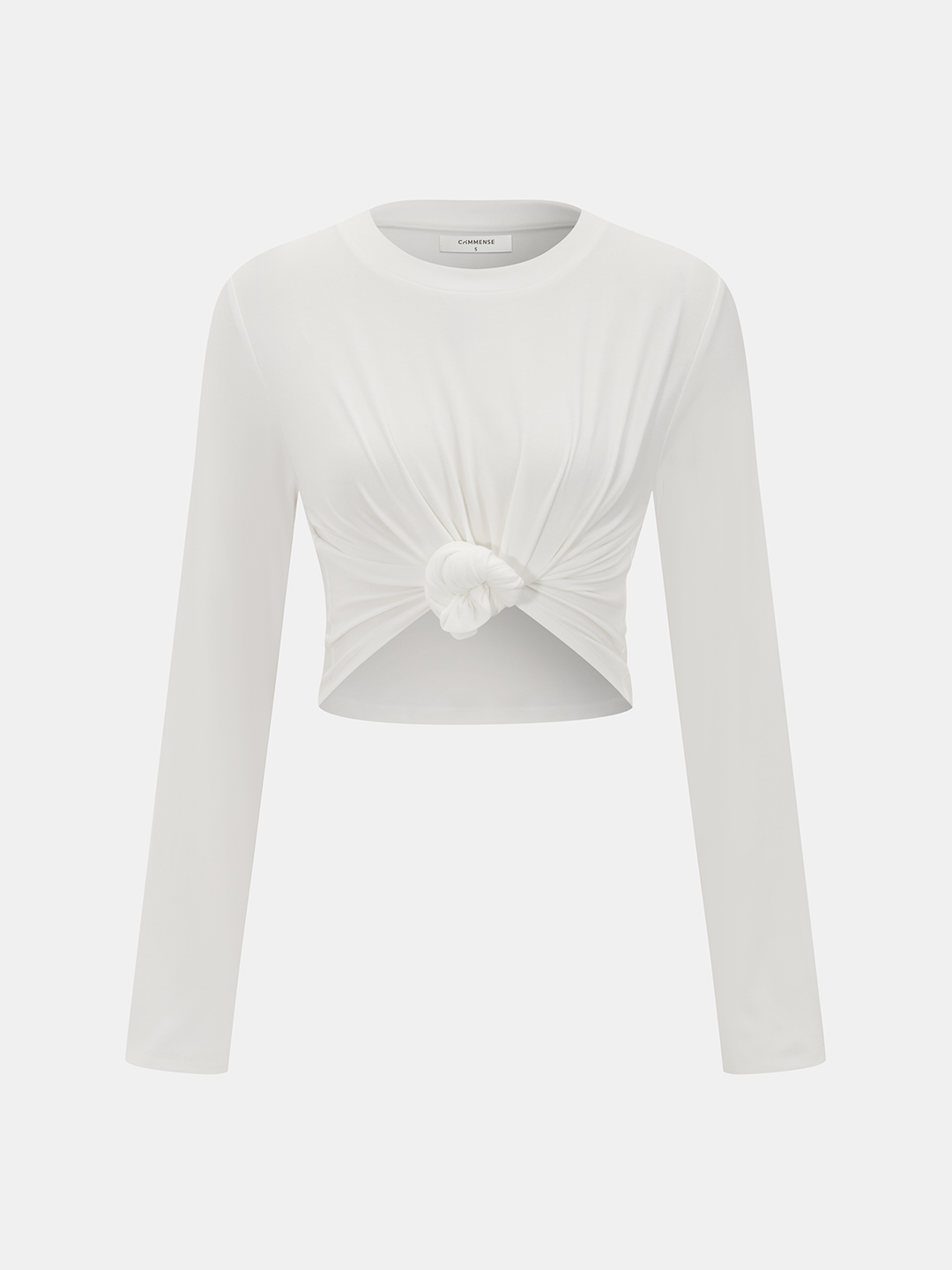 Cotton-Blend Knot-Front Cropped Top