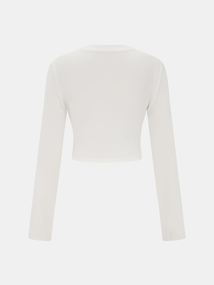Cotton-Blend Knot-Front Cropped Top
