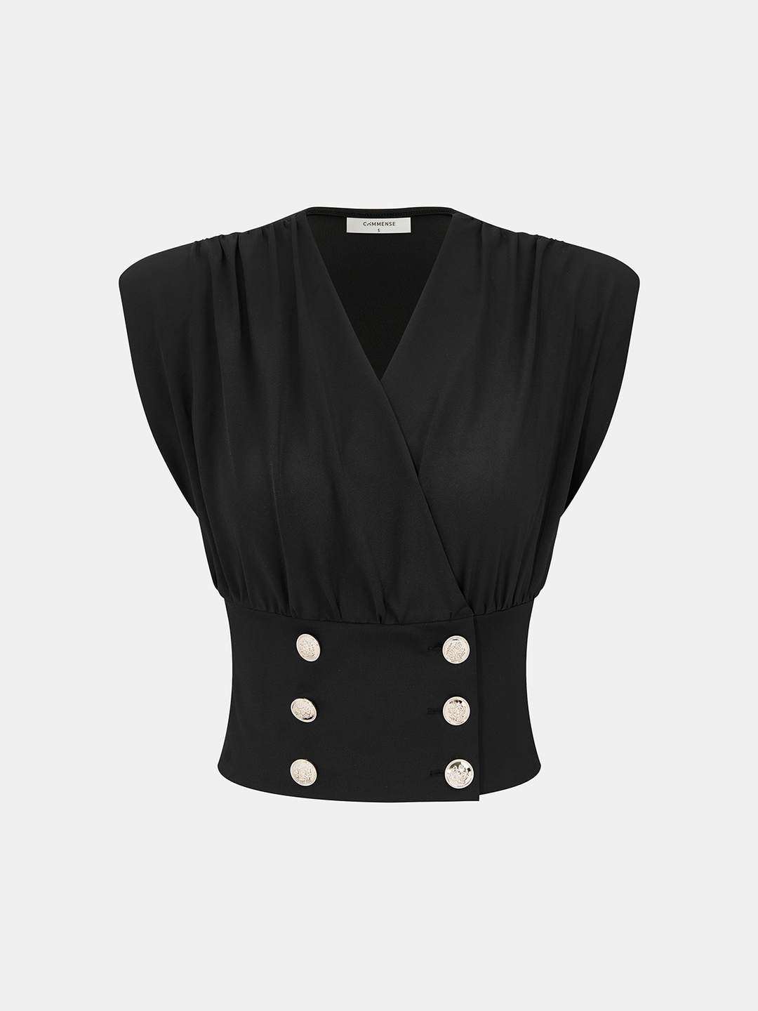 Double Breasted V-Neck Sleeveless Top