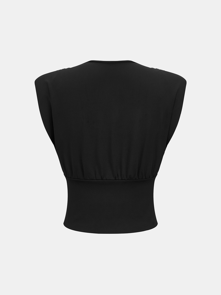 Double Breasted V-Neck Sleeveless Top
