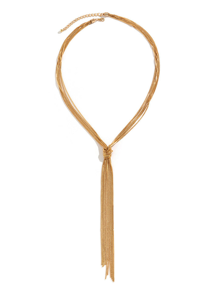 Multi-Strand Y-Shaped Tassel Necklace