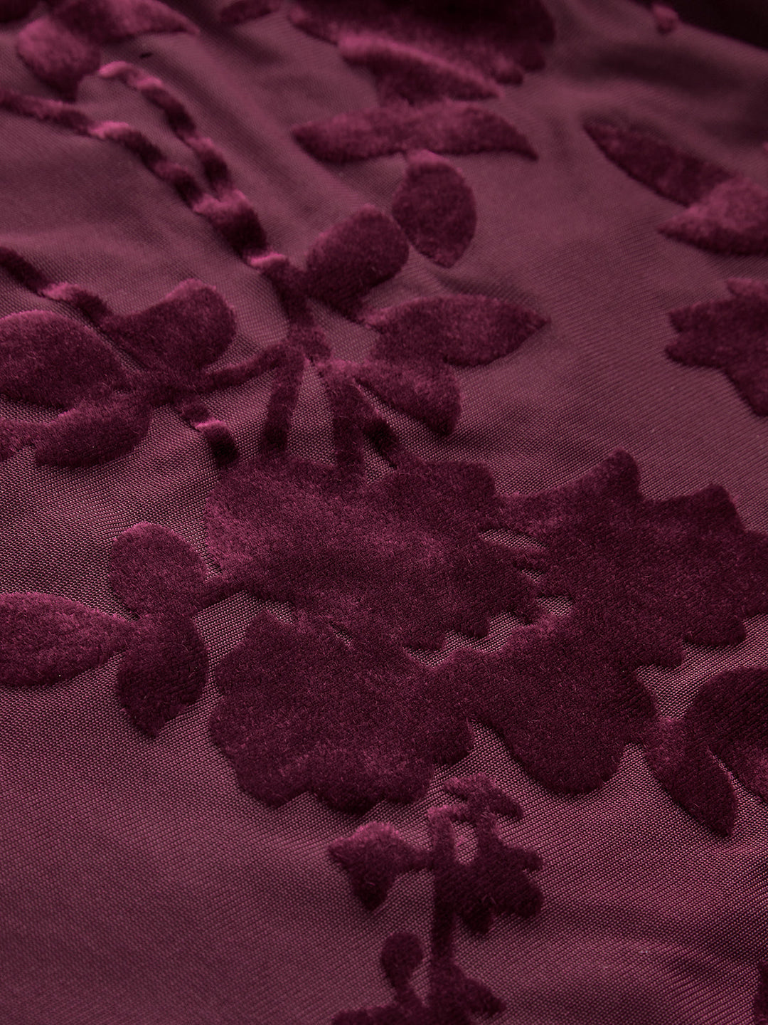 Velvet Floral Mesh Mock Neck Top