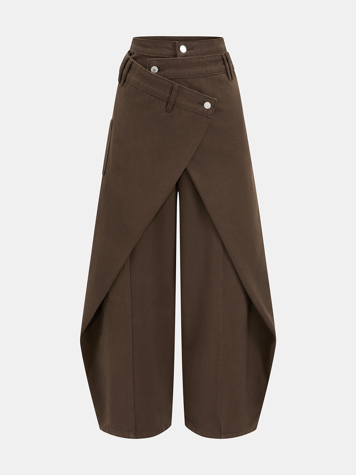 Cross-Front Wide-Leg Jeans