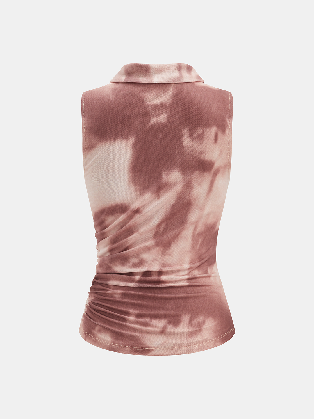 Tie Dye Mesh Ruched Asymmetric Sleeveless Top