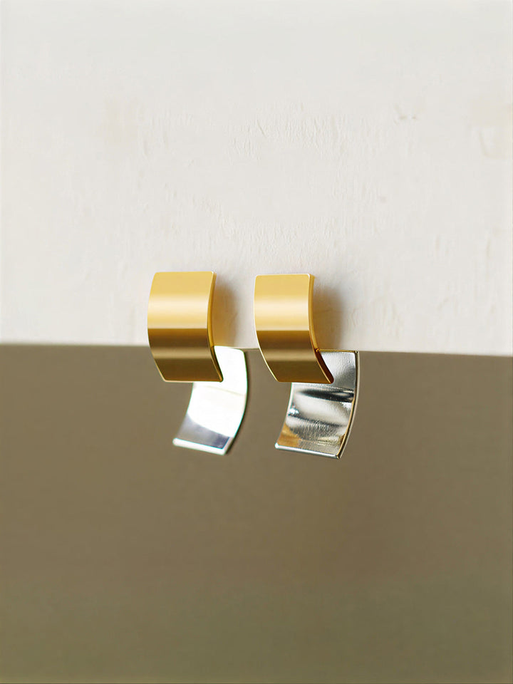 Two-Tone Minimalist Hoop Earrings