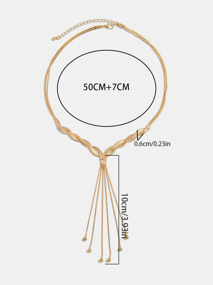 Golden Twisted Tassel Y-Shaped Necklace