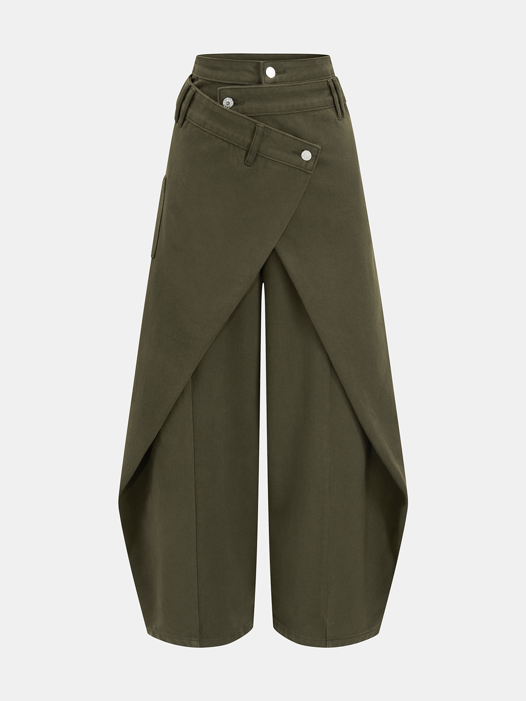 Cross-Front Wide-Leg Jeans