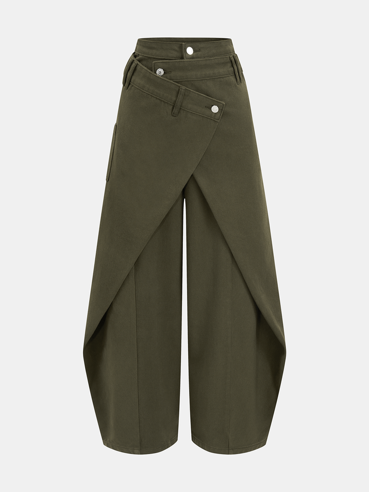 Cross-Front Wide-Leg Jeans