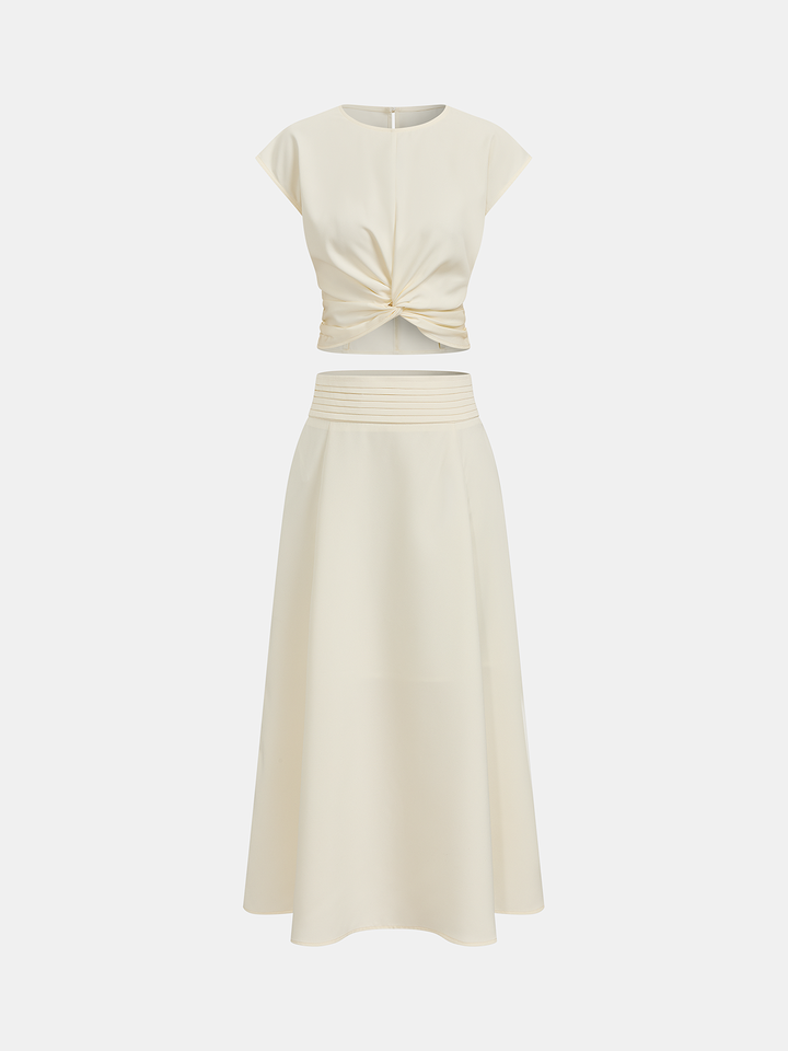 Twist-Front Crop Top & Midi Skirt Set