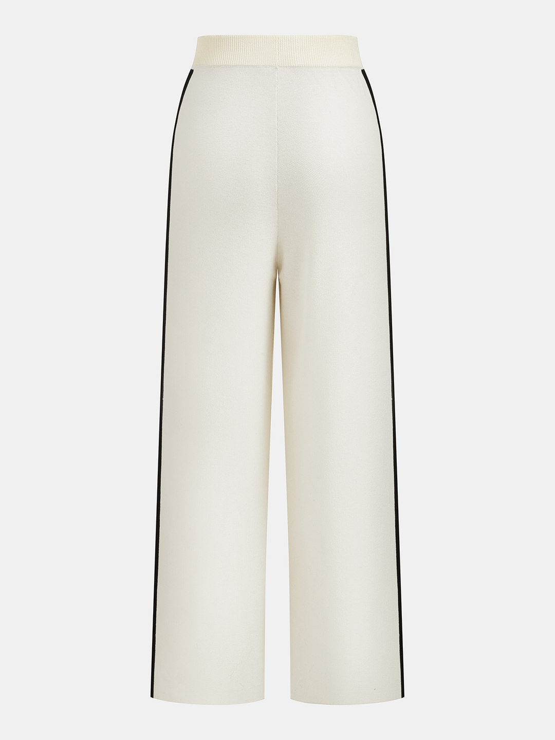 Contrast Piping Knit Vest & Wide-Leg Pants Set