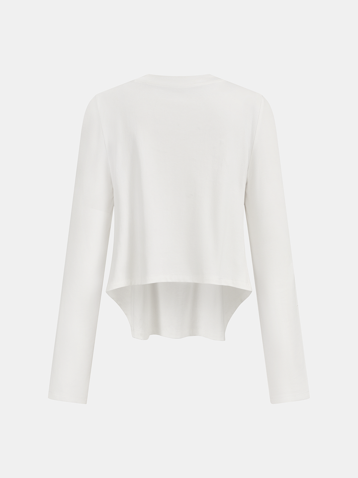 Cotton-Blend Knot-Front Cropped Top