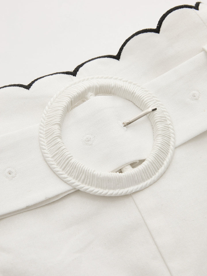 Cotton Scallop Trim Shirt & Shorts Set