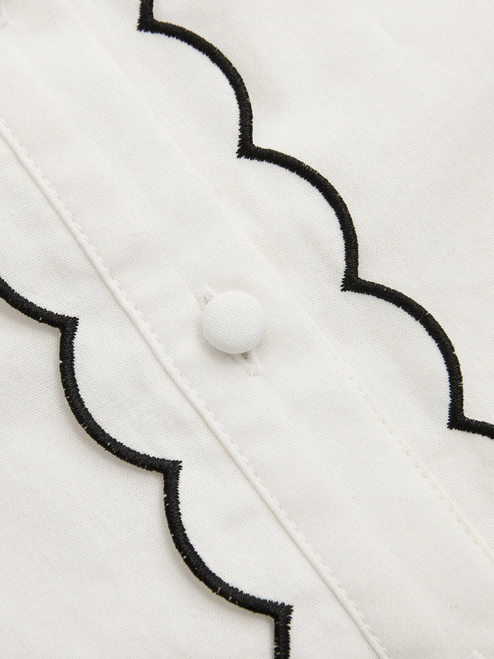 Cotton Scallop Trim Shirt & Shorts Set