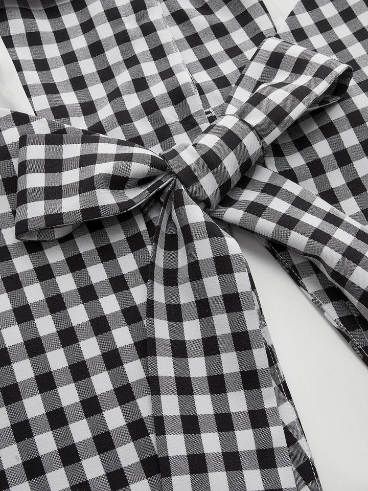 Gingham Bow Backless Sleeveless Top