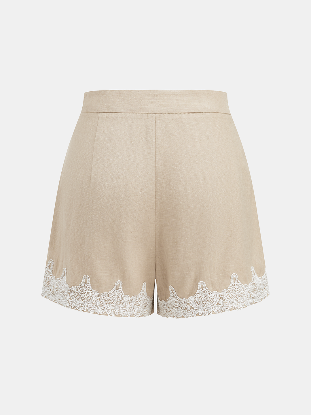 Linen Blend Lace Trim Shirt & Shorts Set