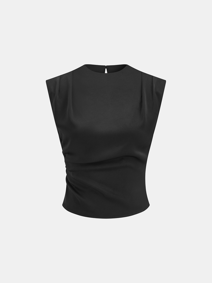 Sleeveless Ruched Top & Pleated Pants Set