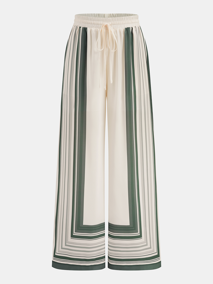 Geometric Print Shirt & Wide Leg Pants Set
