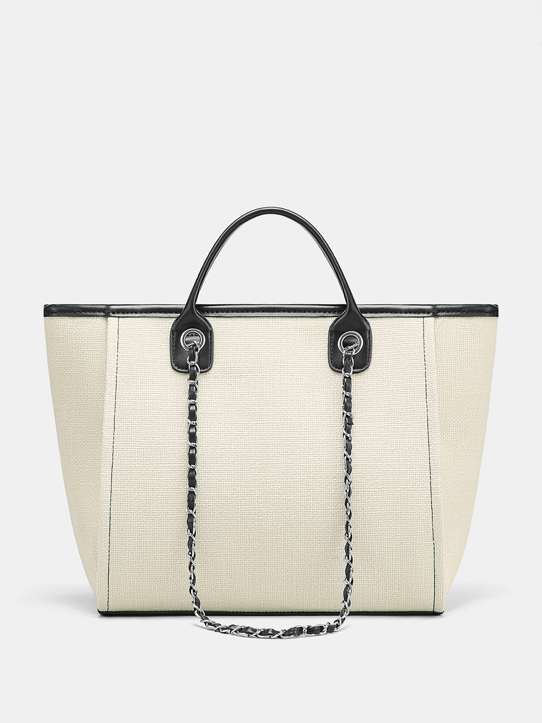 Chain Strap Canvas Tote Handbag