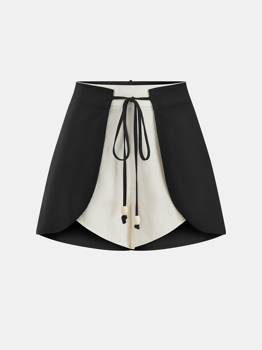Cotton Linen Two-Tone Drawstring Shorts