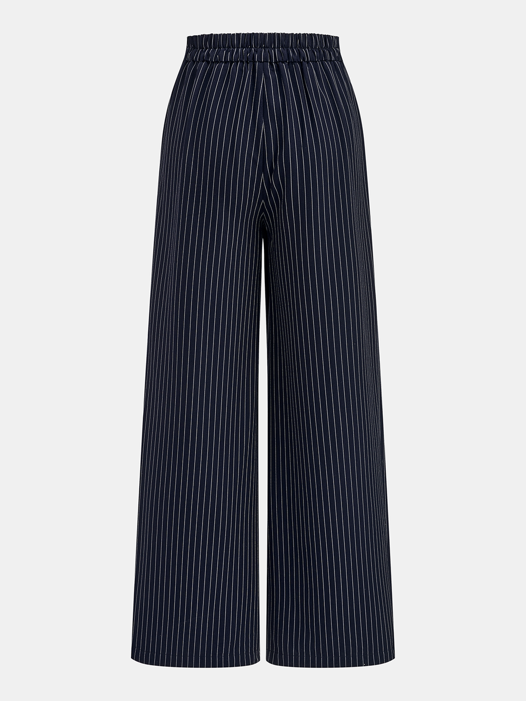 Pinstripe Wrap Tie Top & Wide-Leg Pants Set