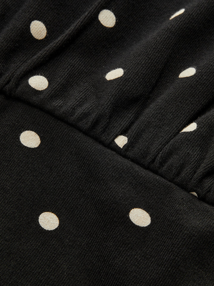 Polka Dot Batwing Cinched Waist Top