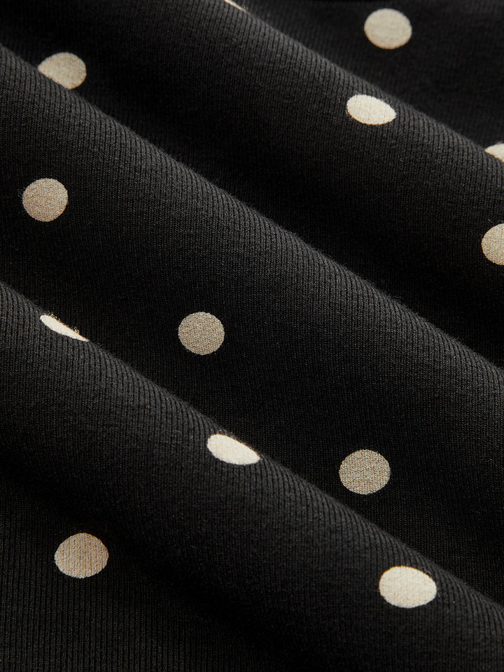 Polka Dot Batwing Cinched Waist Top