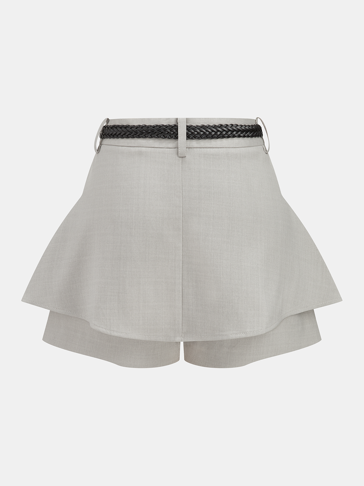 Belted High Waisted Flared Shorts