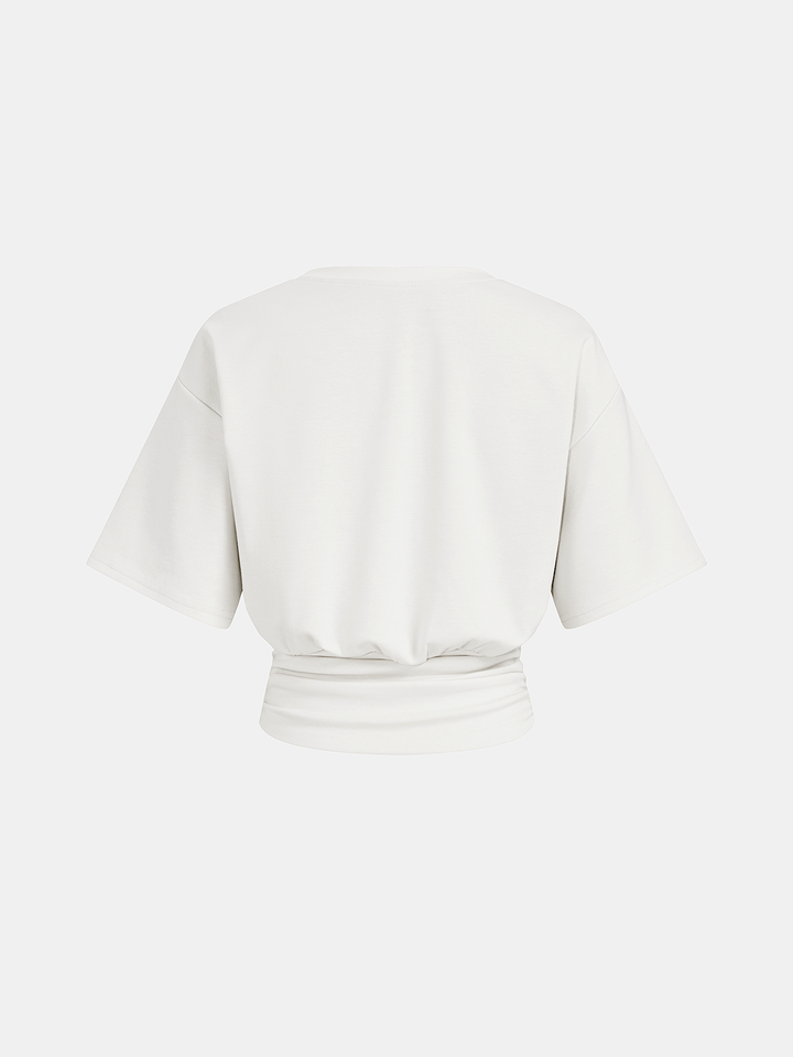Ruched Waist Cropped Short Sleeve Top