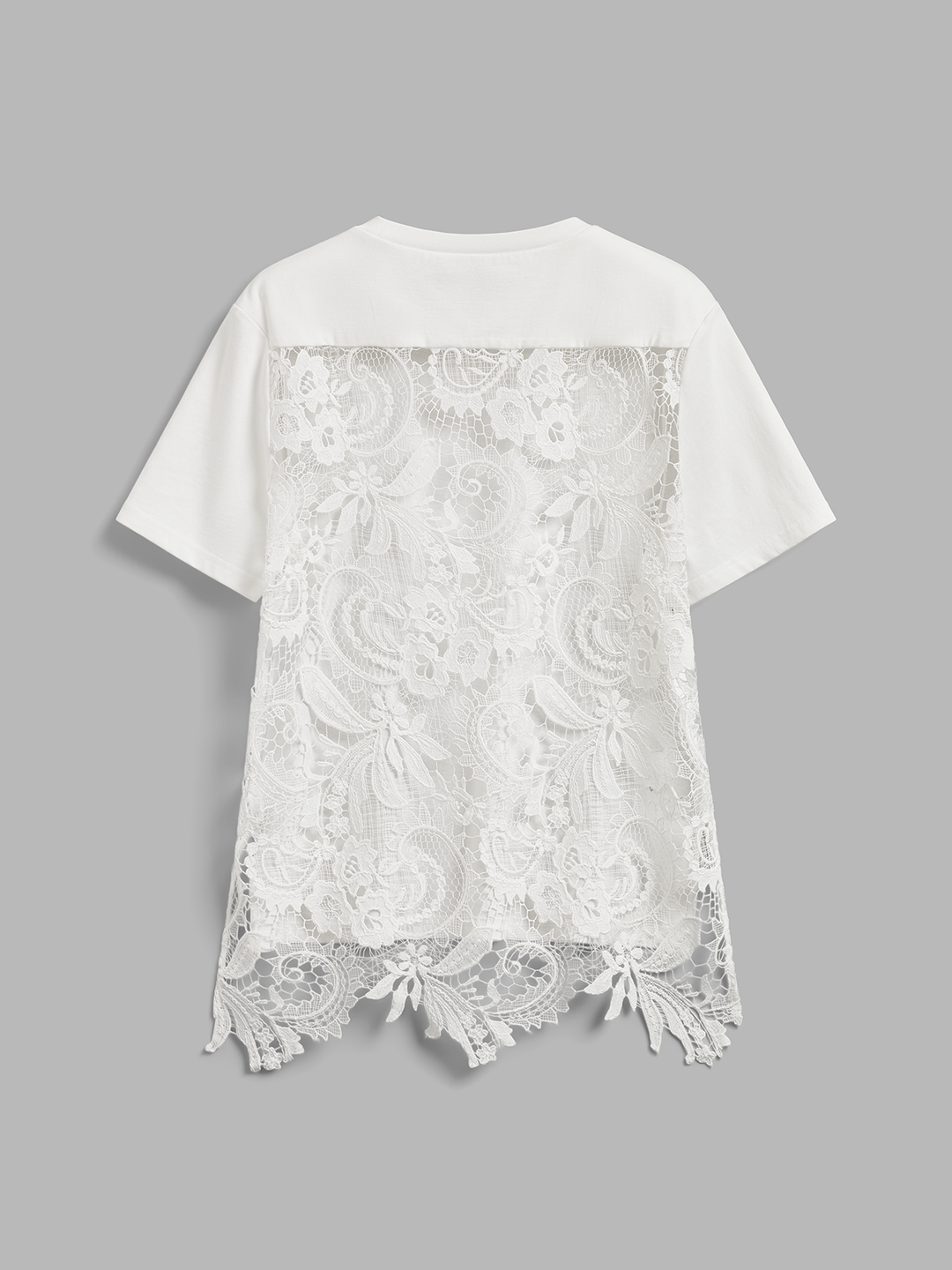 Lace-Back Cotton Short Sleeve Top