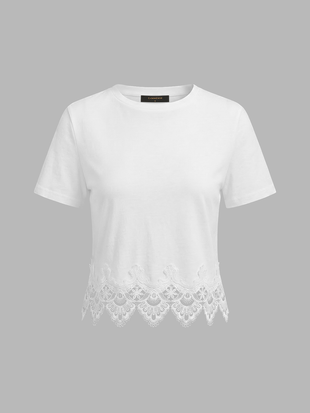 Lace Trim Short-Sleeve Crop Top