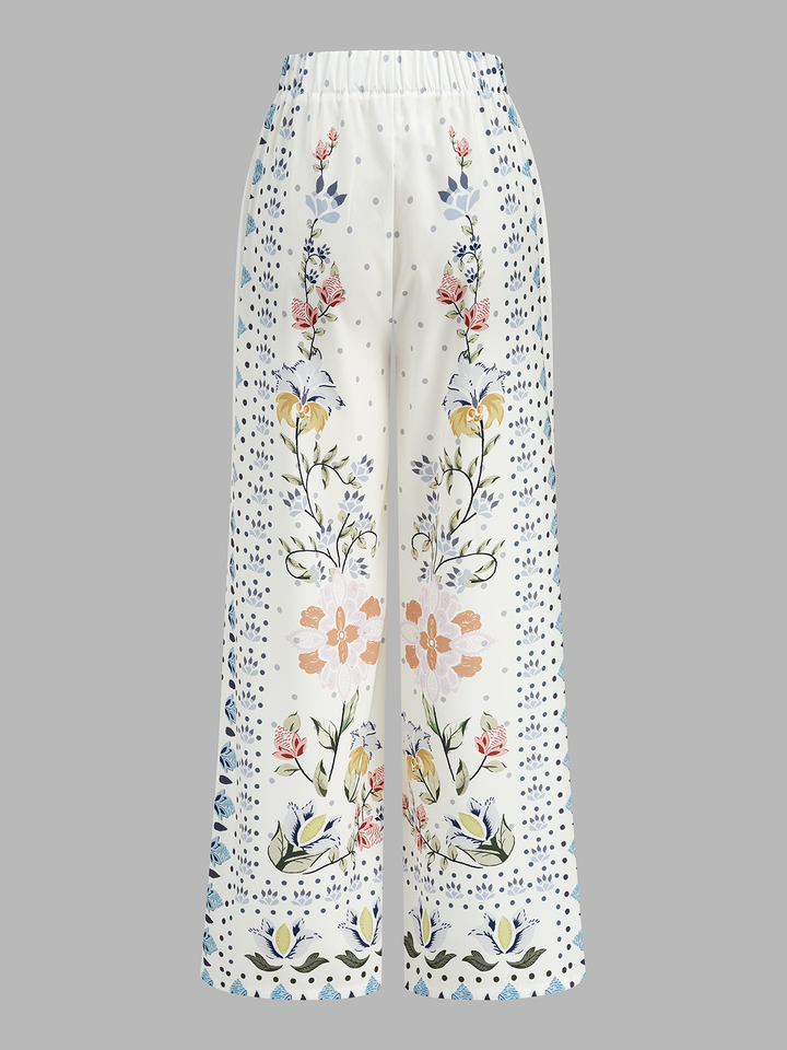 Floral Print Sleeveless Tie Front Top & Pants Set