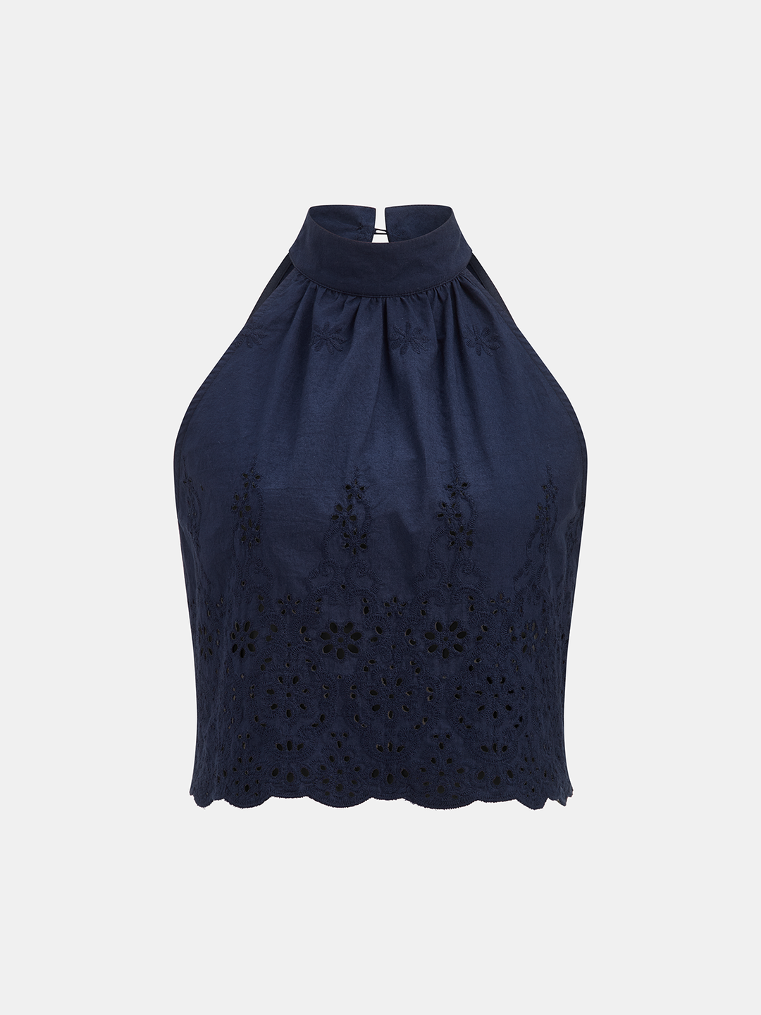 Eyelet Embroidery Top & Tie-Cuff Pants Set