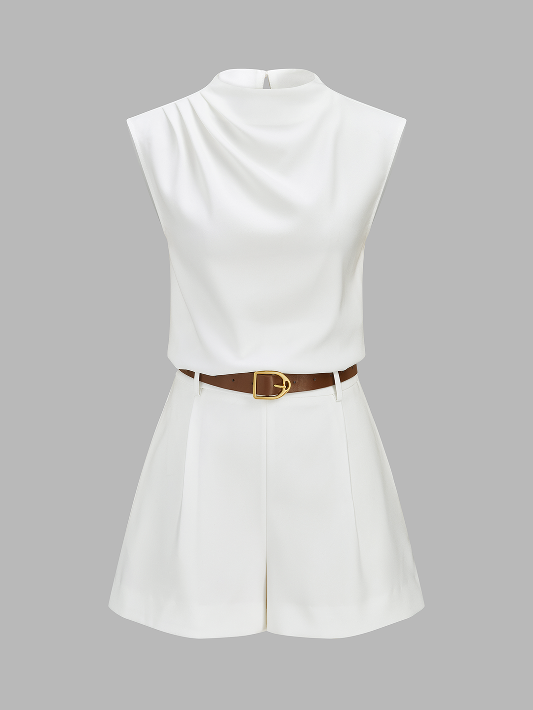 Draped Sleeveless Top & Belted Shorts Set